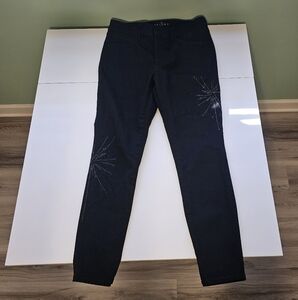 White House Black Market WHBM - Black Jeans with Starburst Design Embelishment